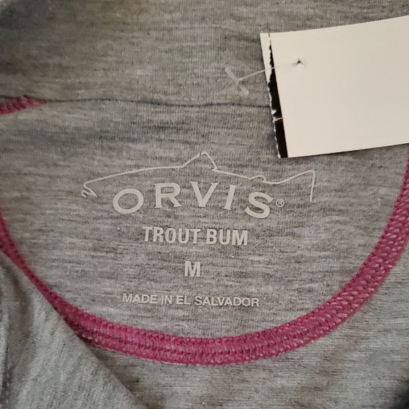 Orvis Gray Quarter-Zip Pullover with Pink Trim - Picture 2 of 5